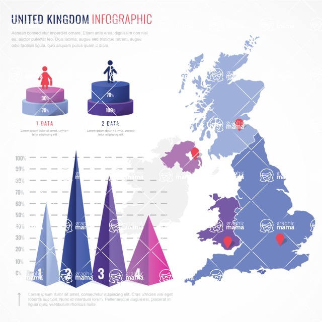 Infographic Templates Collection - Vector, Photoshop, PowerPoint, Google Slides - United Kingdom Map Infographic Template